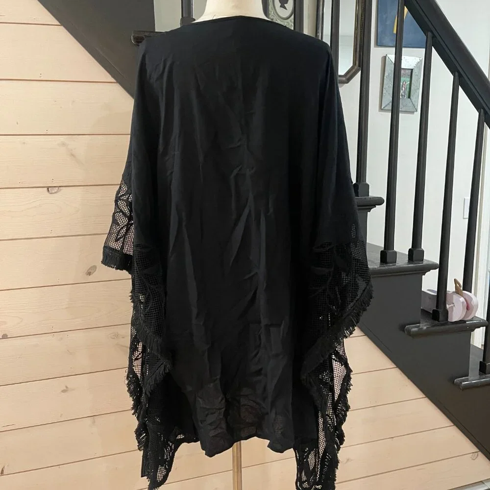 01 By Anthropologie Embroidered Cover-Up Dress Black NWOT XS/S